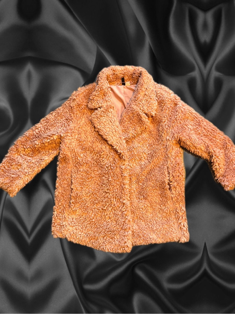 Plush Faux-Shearling Women's Coat - Peach